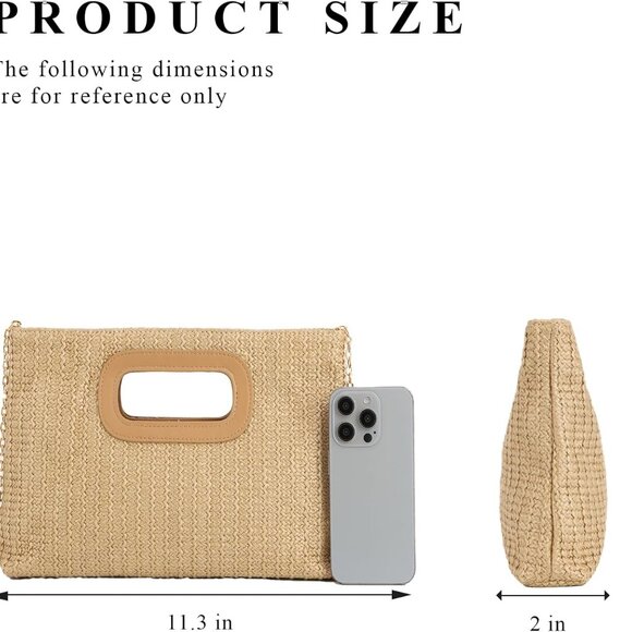 Chic Top Handle Straw Clutch Bag for Women - Perfect for Summer Occasions - Picture 2 of 7